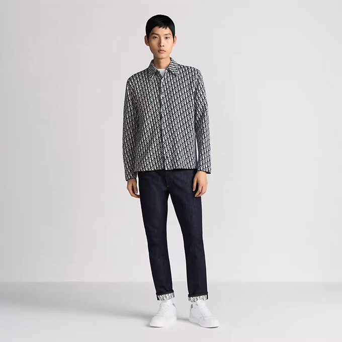 dior oblique jacquard knit long sleeve shirt